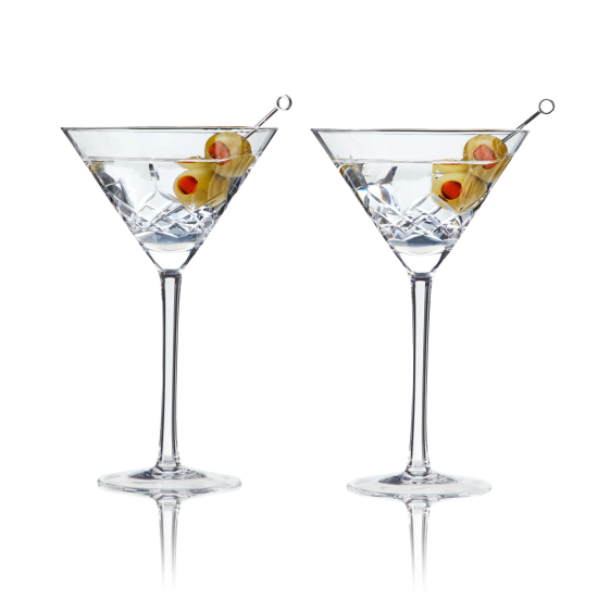 Viski Stemmed Martini Glasses, 4 Lead-Free Crystal Stemmed