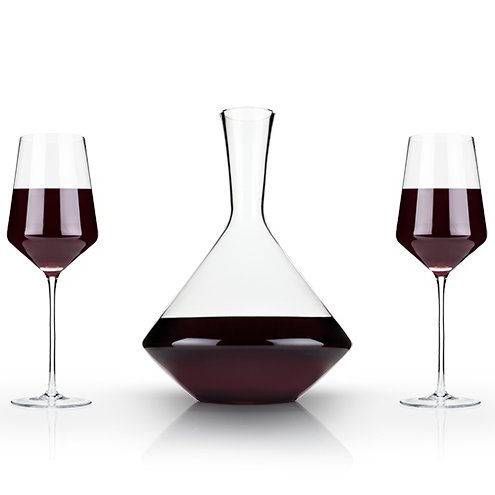 Viski Angled Crystal Burgundy Glasses (Set of 6) by Viski